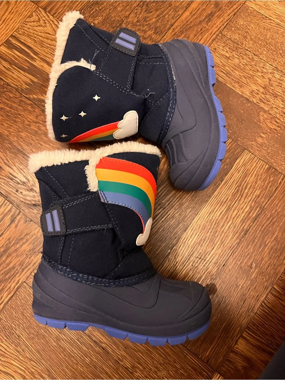 Cat & Jack Navy Kids Rain & Snow Boots with Rainbow Detail